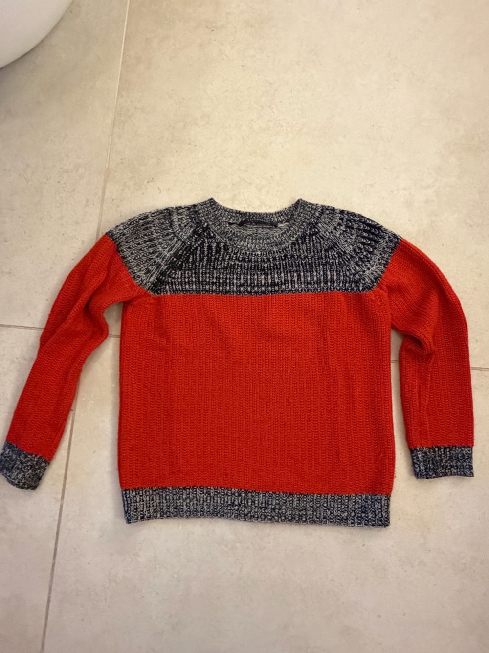 Thakoon - Vintage Red & Charcoal Grey Cashmere Crewneck Sweater